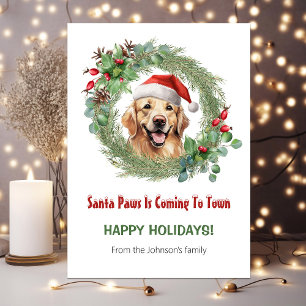 Golden Retriever Santa Schattige Grappig Kerstfees Feestdagenkaart
