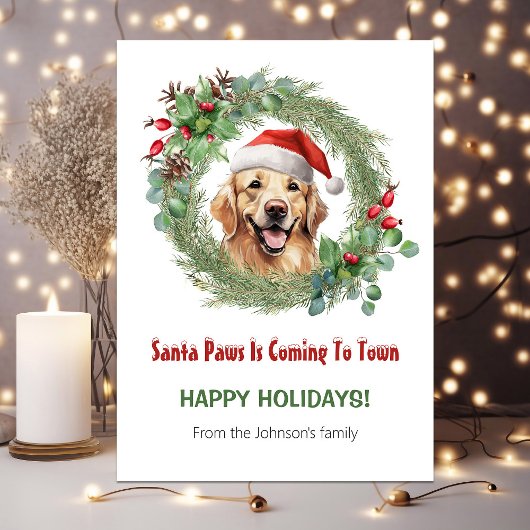 Golden Retriever Santa Schattige Grappig Kerstfees Feestdagenkaart