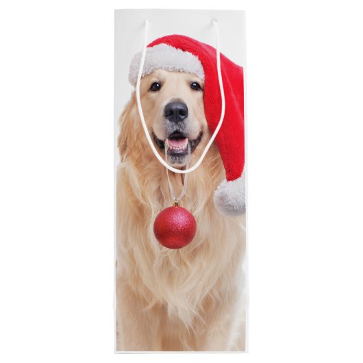 Golden Retriever Santa Wine Gift Bag Wijn Cadeautas (Achterkant)
