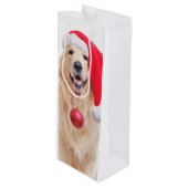 Golden Retriever Santa Wine Gift Bag Wijn Cadeautas (Voorkant Gekanteld)