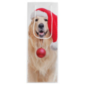 Golden Retriever Santa Wine Gift Bag Wijn Cadeautas (Voorkant)