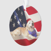 Golden Retriever Sassy American Flag Ornament (voorkant)
