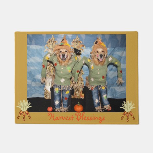 Golden Retriever Scarecrow Harvest Blessings Deurmat (Voorkant)