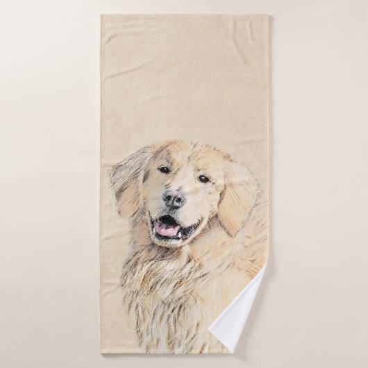 Golden Retriever schilderen - Kute Original Dog Ar Badhanddoek (Badhanddoek)