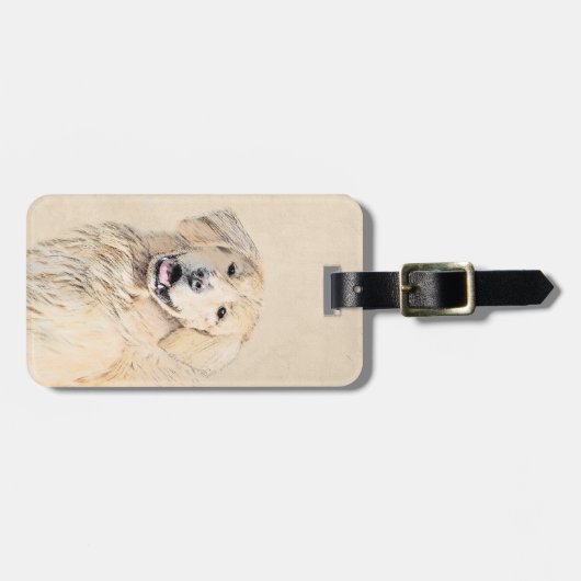 Golden Retriever schilderen - Kute Original Dog Ar Bagagelabel (Voorkant horizontaal)