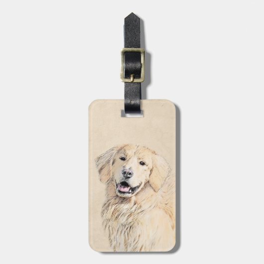 Golden Retriever schilderen - Kute Original Dog Ar Bagagelabel (Voorkant verticaal)