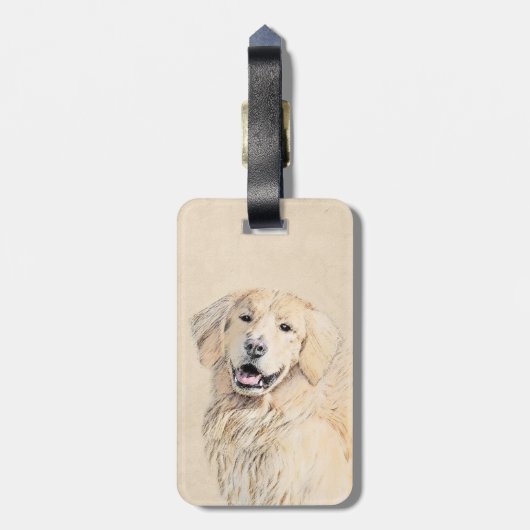 Golden Retriever schilderen - Kute Original Dog Ar Bagagelabel (Achterkant verticaal)
