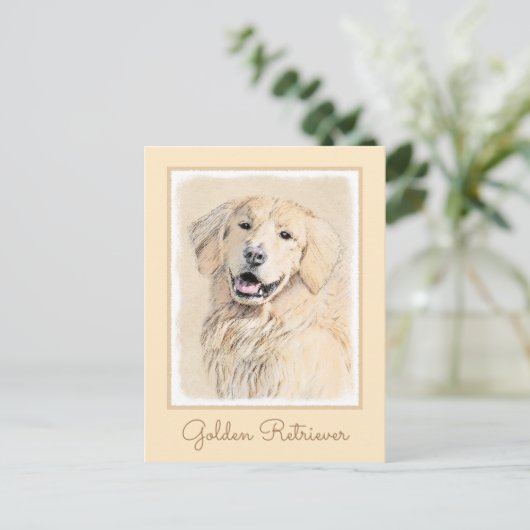 Golden Retriever schilderen - Kute Original Dog Ar Briefkaart (Staand voorkant)