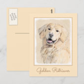 Golden Retriever schilderen - Kute Original Dog Ar Briefkaart (Voorkant / Achterkant)