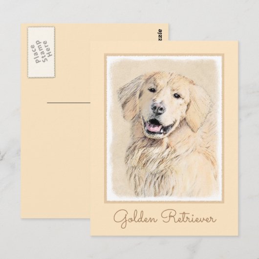 Golden Retriever schilderen - Kute Original Dog Ar Briefkaart (Voorkant / Achterkant)