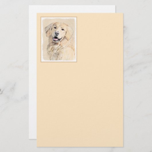 Golden Retriever schilderen - Kute Original Dog Ar Briefpapier (Voorkant / Achterkant)