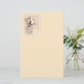 Golden Retriever schilderen - Kute Original Dog Ar Briefpapier (Staand voorkant)