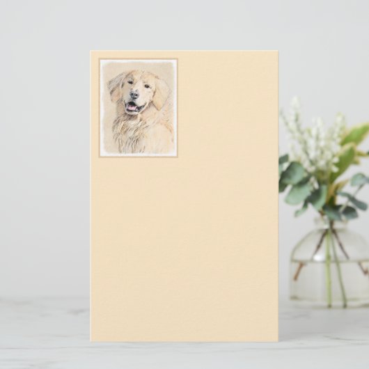 Golden Retriever schilderen - Kute Original Dog Ar Briefpapier (Staand voorkant)