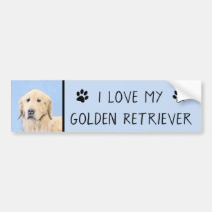 Golden Retriever schilderen - Kute Original Dog Ar Bumpersticker