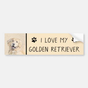 Golden Retriever schilderen - Kute Original Dog Ar Bumpersticker