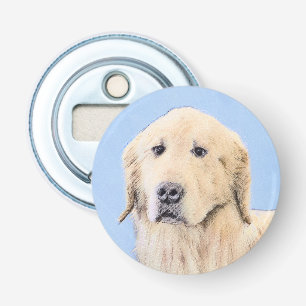 Golden Retriever schilderen - Kute Original Dog Ar Button Flesopener
