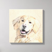 Golden Retriever schilderen - Kute Original Dog Ar Canvas Afdruk (Voorkant)