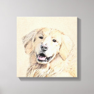 Golden Retriever schilderen - Kute Original Dog Ar Canvas Afdruk