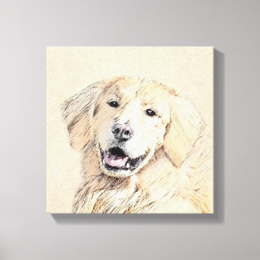 Golden Retriever schilderen - Kute Original Dog Ar Canvas Afdruk (Voorkant)