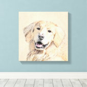 Golden Retriever schilderen - Kute Original Dog Ar Canvas Afdruk (Insitu (Houten vloer))