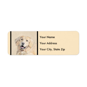 Golden Retriever schilderen - Kute Original Dog Ar Etiket