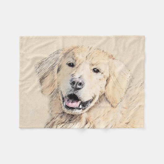 Golden Retriever schilderen - Kute Original Dog Ar Fleece Deken (Voorkant (Horizontaal))