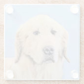 Golden Retriever schilderen - Kute Original Dog Ar Glazen Onderzetter (Achterkant)
