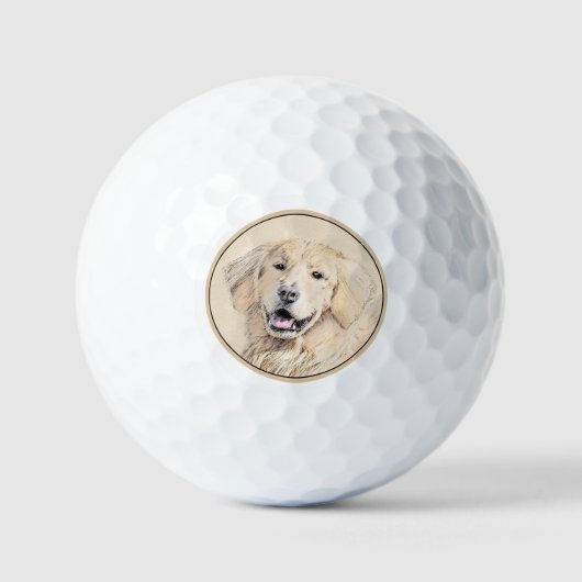Golden Retriever schilderen - Kute Original Dog Ar Golfballen (Voorkant)
