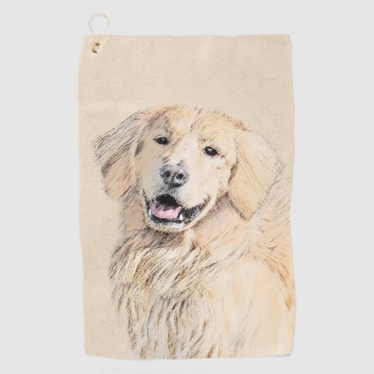 Golden Retriever schilderen - Kute Original Dog Ar Golfhanddoek (Voorkant)