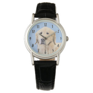 Golden Retriever schilderen - Kute Original Dog Ar Horloge