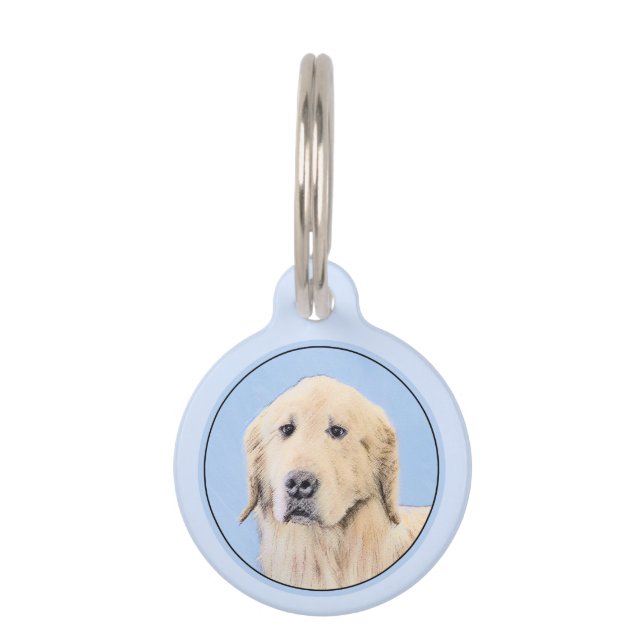 Golden Retriever schilderen - Kute Original Dog Ar Huisdierpenning (Voorkant)