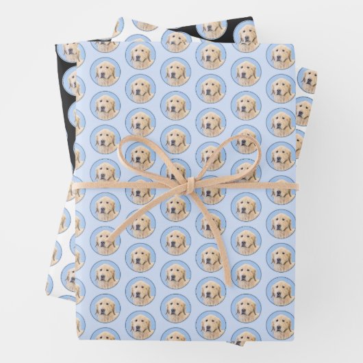 Golden Retriever schilderen - Kute Original Dog Ar Inpakpapier Vel (In situ)
