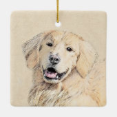 Golden Retriever schilderen - Kute Original Dog Ar Keramisch Ornament (Achterkant)