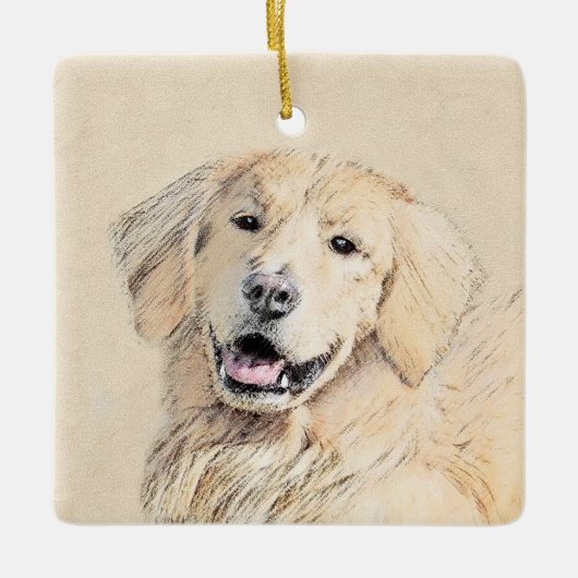 Golden Retriever schilderen - Kute Original Dog Ar Keramisch Ornament (Voorkant)