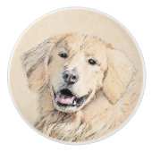 Golden Retriever schilderen - Kute Original Dog Ar Keramische Knop (Voorkant)
