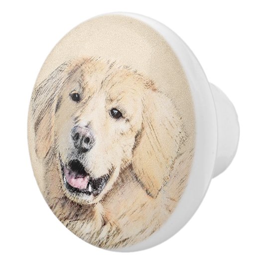 Golden Retriever schilderen - Kute Original Dog Ar Keramische Knop (Rechts)