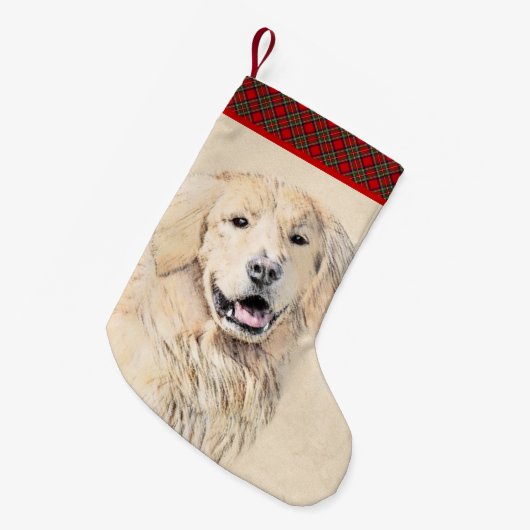 Golden Retriever schilderen - Kute Original Dog Ar Kleine Kerstsok (Voorkant (Hangend))