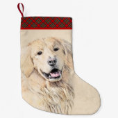 Golden Retriever schilderen - Kute Original Dog Ar Kleine Kerstsok (Voorkant)