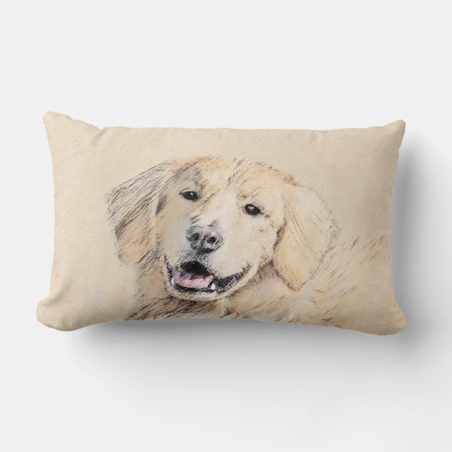 Golden Retriever schilderen - Kute Original Dog Ar Kussen (Voorkant)