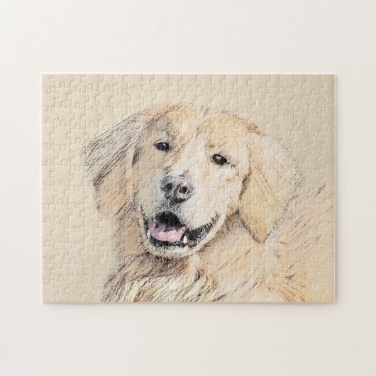Golden Retriever schilderen - Kute Original Dog Ar Legpuzzel (Horizontaal)