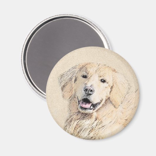 Golden Retriever schilderen - Kute Original Dog Ar Magneet (Voorkant / Achterkant)