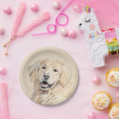 Golden Retriever schilderen - Kute Original Dog Ar Papieren Bordje (Feest)