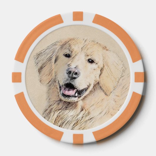 Golden Retriever schilderen - Kute Original Dog Ar Poker Chips (Voorkant)