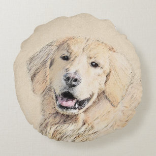 Golden Retriever schilderen - Kute Original Dog Ar Rond Kussen