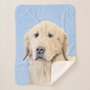 Golden Retriever schilderen - Kute Original Dog Ar Sherpa Deken