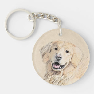 Golden Retriever schilderen - Kute Original Dog Ar Sleutelhanger