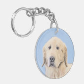 Golden Retriever schilderen - Kute Original Dog Ar Sleutelhanger (Voorkant Links)