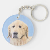 Golden Retriever schilderen - Kute Original Dog Ar Sleutelhanger (Achterkant)