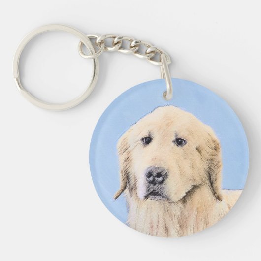 Golden Retriever schilderen - Kute Original Dog Ar Sleutelhanger (Voorkant)
