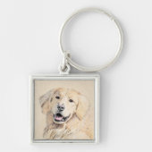 Golden Retriever schilderen - Kute Original Dog Ar Sleutelhanger (Voorkant)